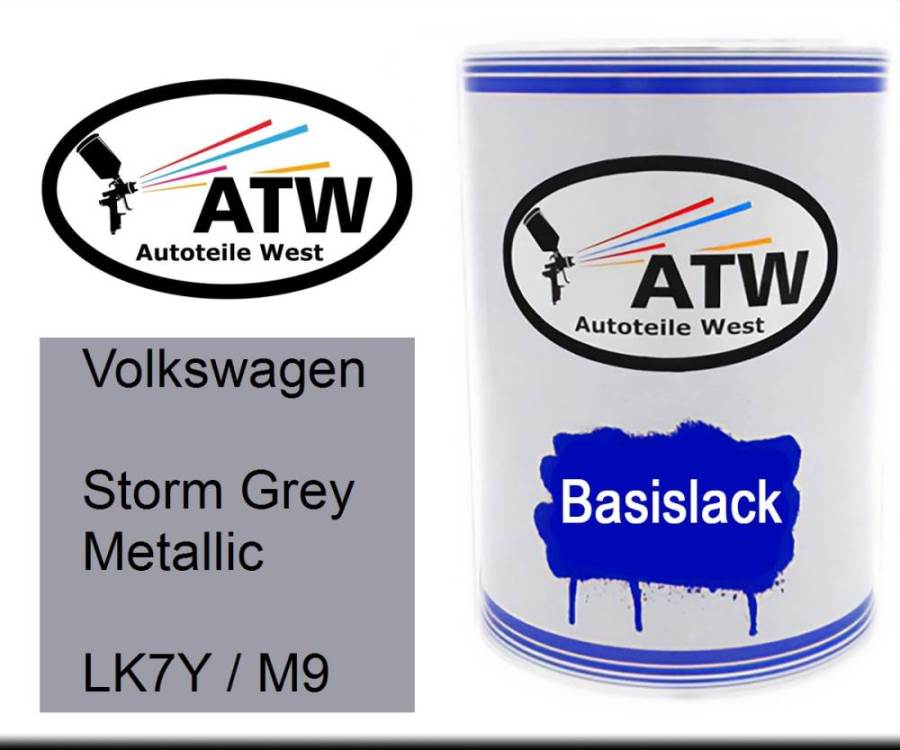 Volkswagen, Storm Grey Metallic, LK7Y / M9: 500ml Lackdose, von ATW Autoteile West.